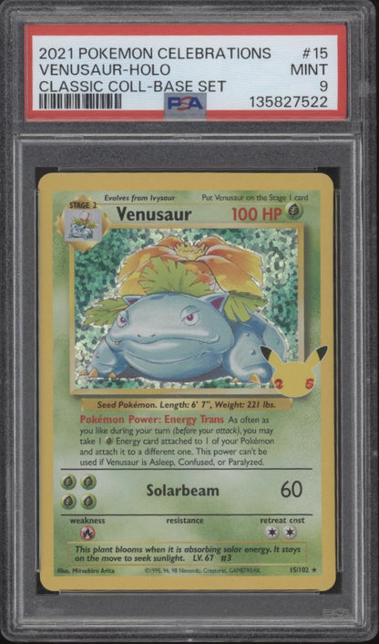 Venusaur Pokemon Celebrations Classic Collection Base Set Holo #15 PSA 9