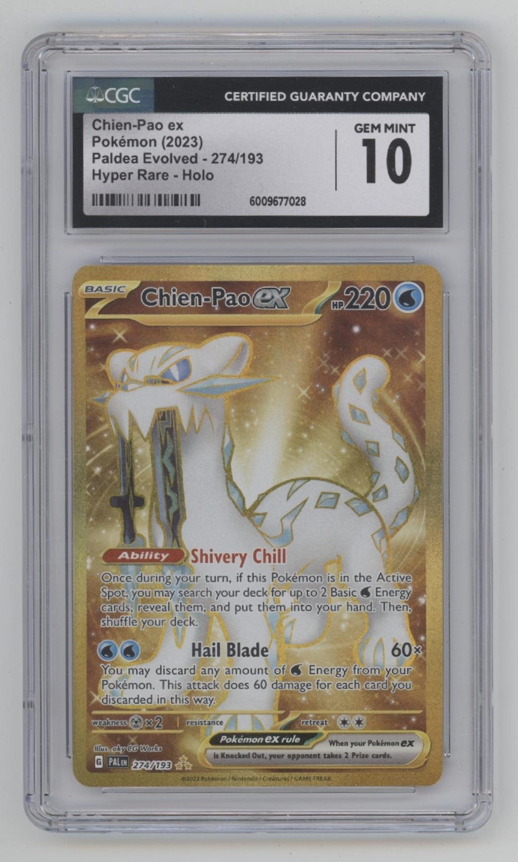 Chien-Pao ex Pokemon Paldea Evolved Hyper Rare Holo #274 CGC 10