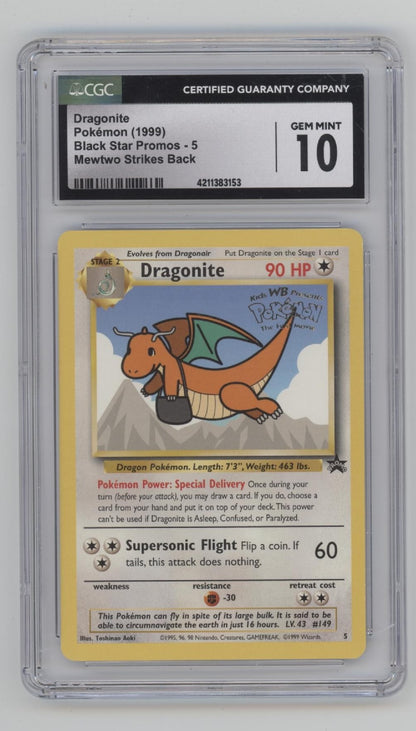 Dragonite Pokemon Mewtwo Strike Back Black Star Promo #5 CGC 10