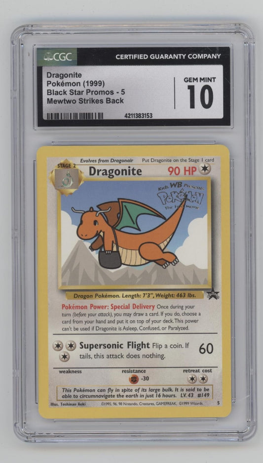 Dragonite Pokemon Mewtwo Strike Back Black Star Promo #5 CGC 10