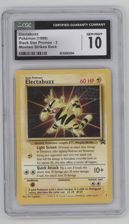 Electabuzz Pokemon Mewtwo Strike Back Black Star Promo #2 CGC 10