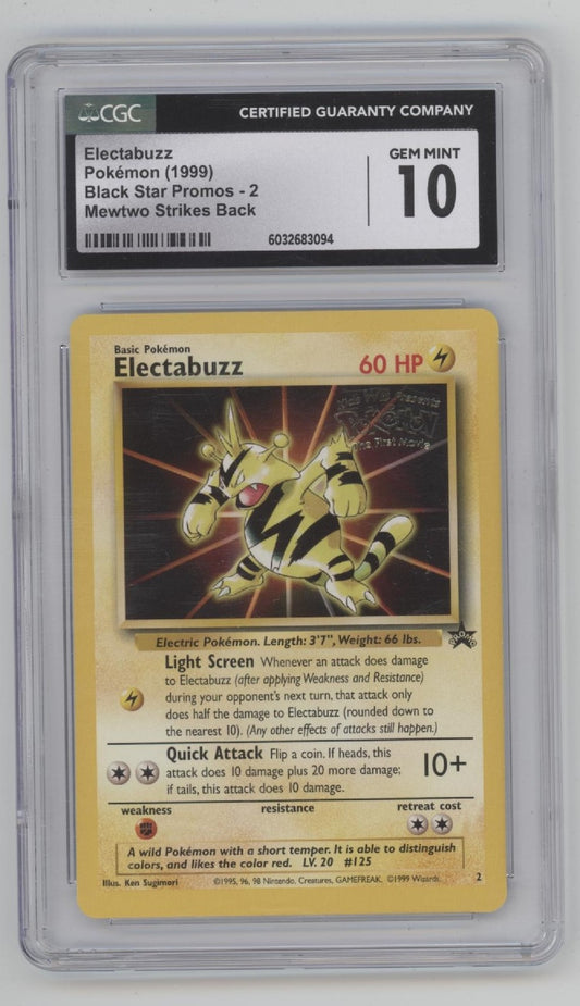 Electabuzz Pokemon Mewtwo Strike Back Black Star Promo #2 CGC 10