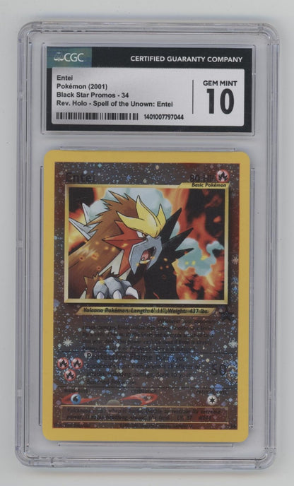 Entei Pokemon Spell of the Unown Black Star Promo Reverse Holo #34 CGC 10