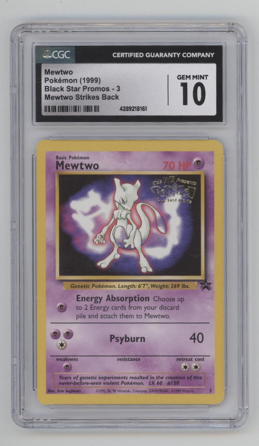 Mewtwo Pokemon Mewtwo Strikes Back Black Star Promo #3 CGC 10