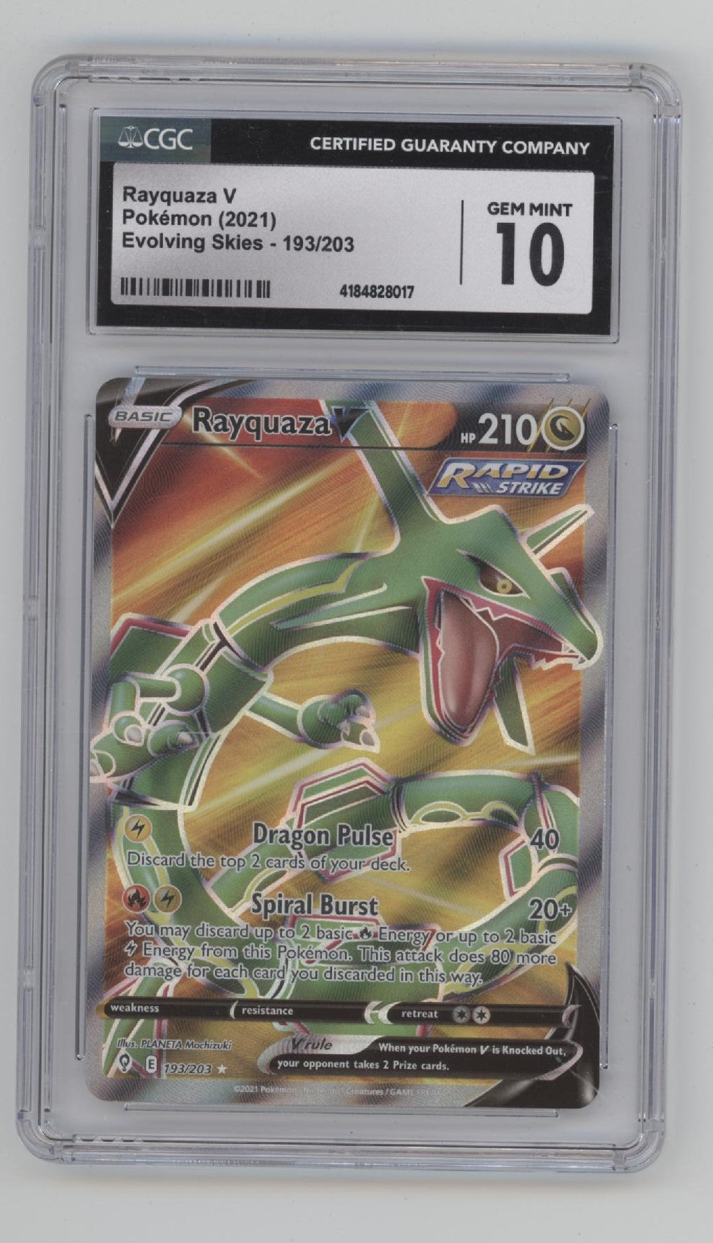 Rayquaza V Pokemon Evolving Skies #193 CGC 10、Collector Store LLC Gaming、kayou