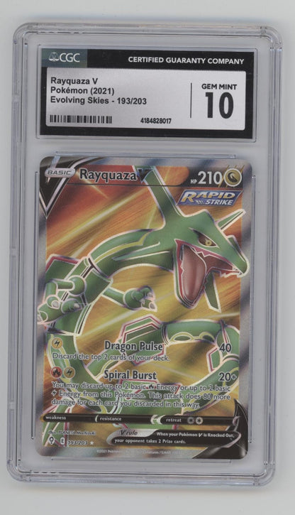 Rayquaza V Pokemon Evolving Skies #193 CGC 10