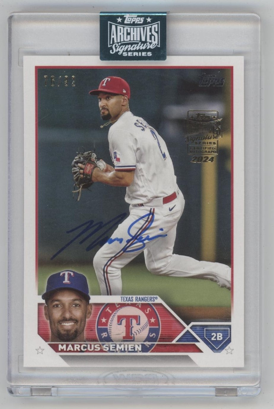 Marcus Semien 2024 Topps Archives Signature Series Auto 76/92 #532