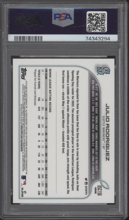Julio Rodriguez 2022 Topps Chrome Update RC #USC150 PSA 10