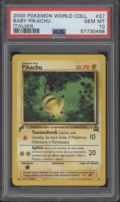 Baby Pikachu Pokemon World Collection Italian #27 PSA 10
