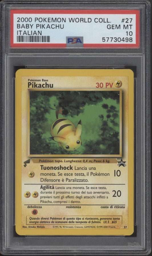 Baby Pikachu Pokemon World Collection Italian #27 PSA 10