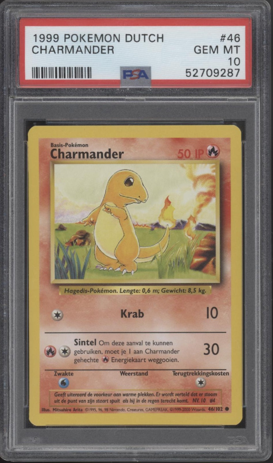 Charmander Pokemon Base Set Dutch #46 PSA 10