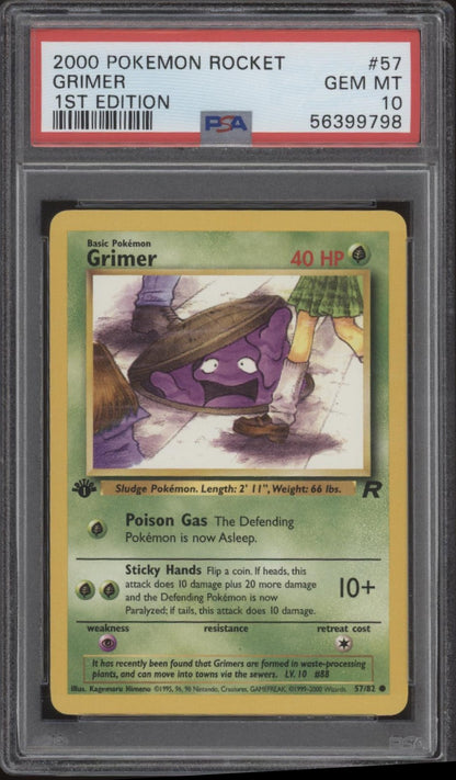 Grimer Pokemon Team Rocket 1st Edition #57 PSA 10