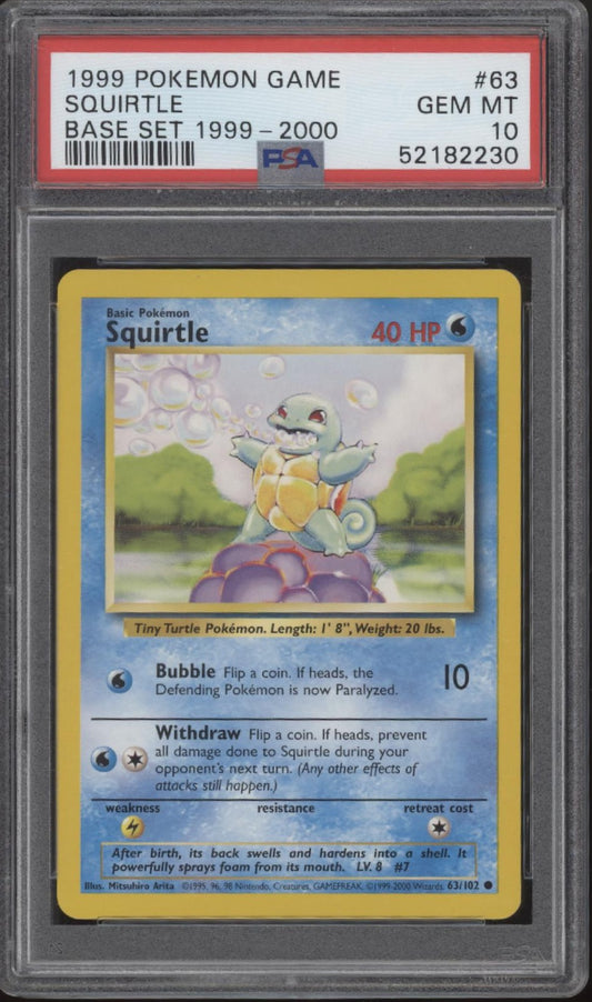 Squirtle Pokemon Base Set #63 PSA 10