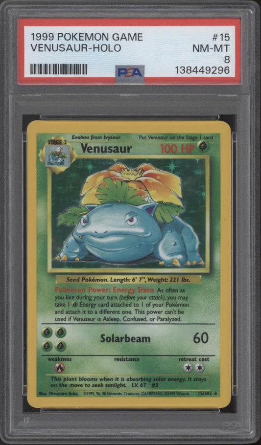 Venusaur Pokemon Base Set Holo #15 PSA 8 *See Description*