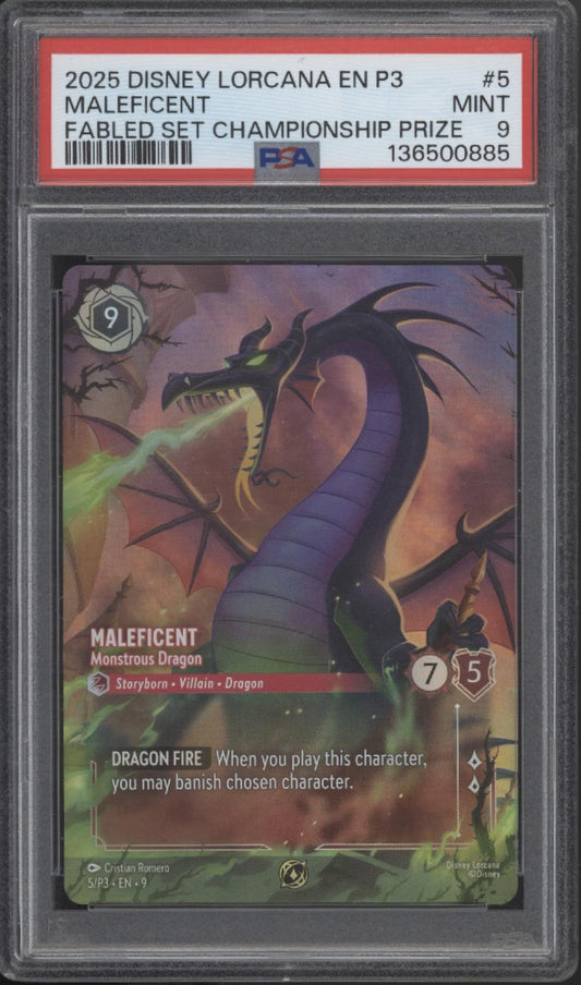 Maleficent Disney Lorcana Fabled Set Championship Prize #5 PSA 9
