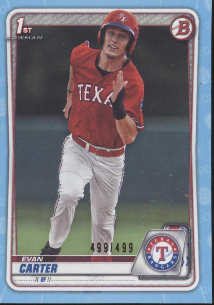 Evan Carter 2020 Bowman Prospect Sky Blue 499/499 #BD-126