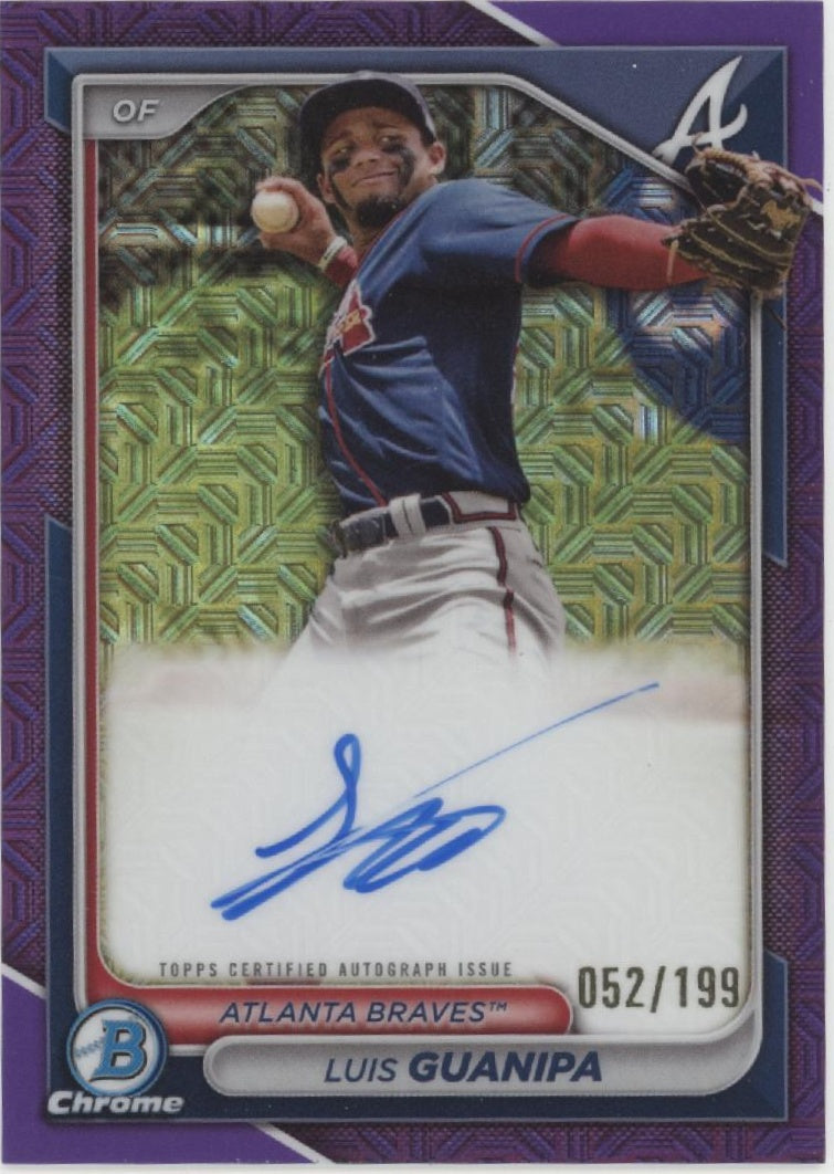 Luis Guanipa 2024 Bowman chrome Purple Mojo Refractor Auto 052/199 #BMA-LG