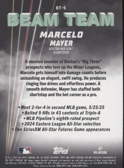 Marcelo Mayer 2025 Topps Stadium Club Beam Team RC #BT-5