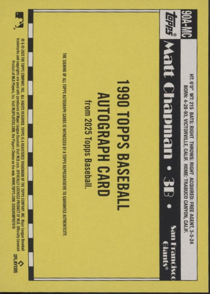 Matt Chapman 2025 Topps 35th Anniversary '90 Auto #90A-MC