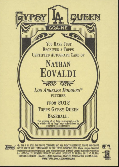 Nathan Eovaldi 2012 Topps Gypsy Queen Auto #GQA-NE