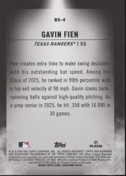 Gavin Fien 2025 Bowman Chrome Spotlight Refractor #BS-4