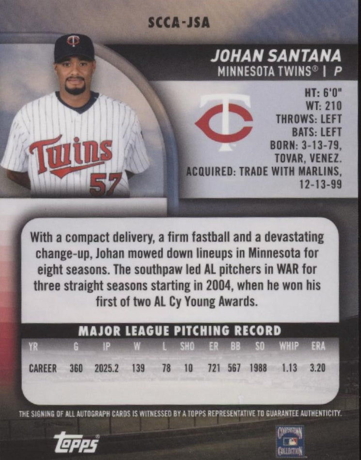 Johan Santana 2025 Topps Stadium Club Chrome Refractor Auto #SCCA-JSA