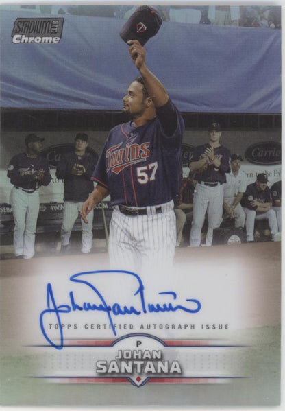 Johan Santana 2025 Topps Stadium Club Chrome Refractor Auto #SCCA-JSA