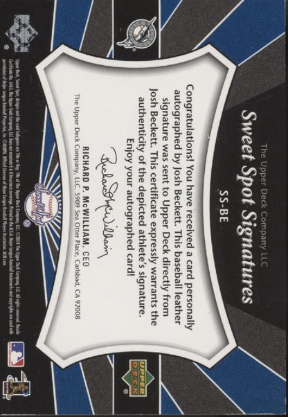Josh Beckett 2004 Upper Deck Sweet Spot Signatures Ball Relic Auto 42/45