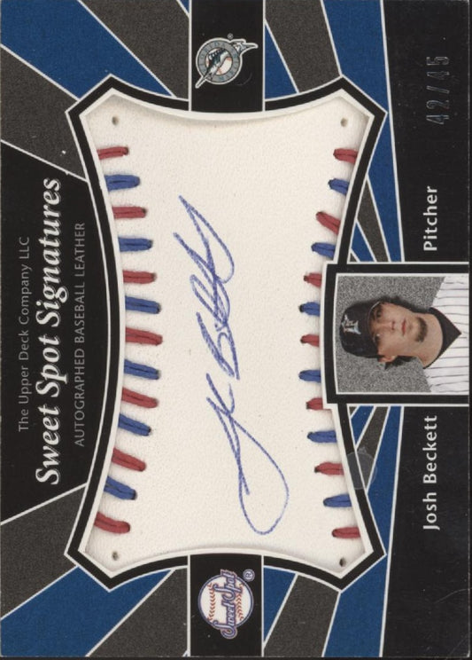 Josh Beckett 2004 Upper Deck Sweet Spot Signatures Ball Relic Auto 42/45