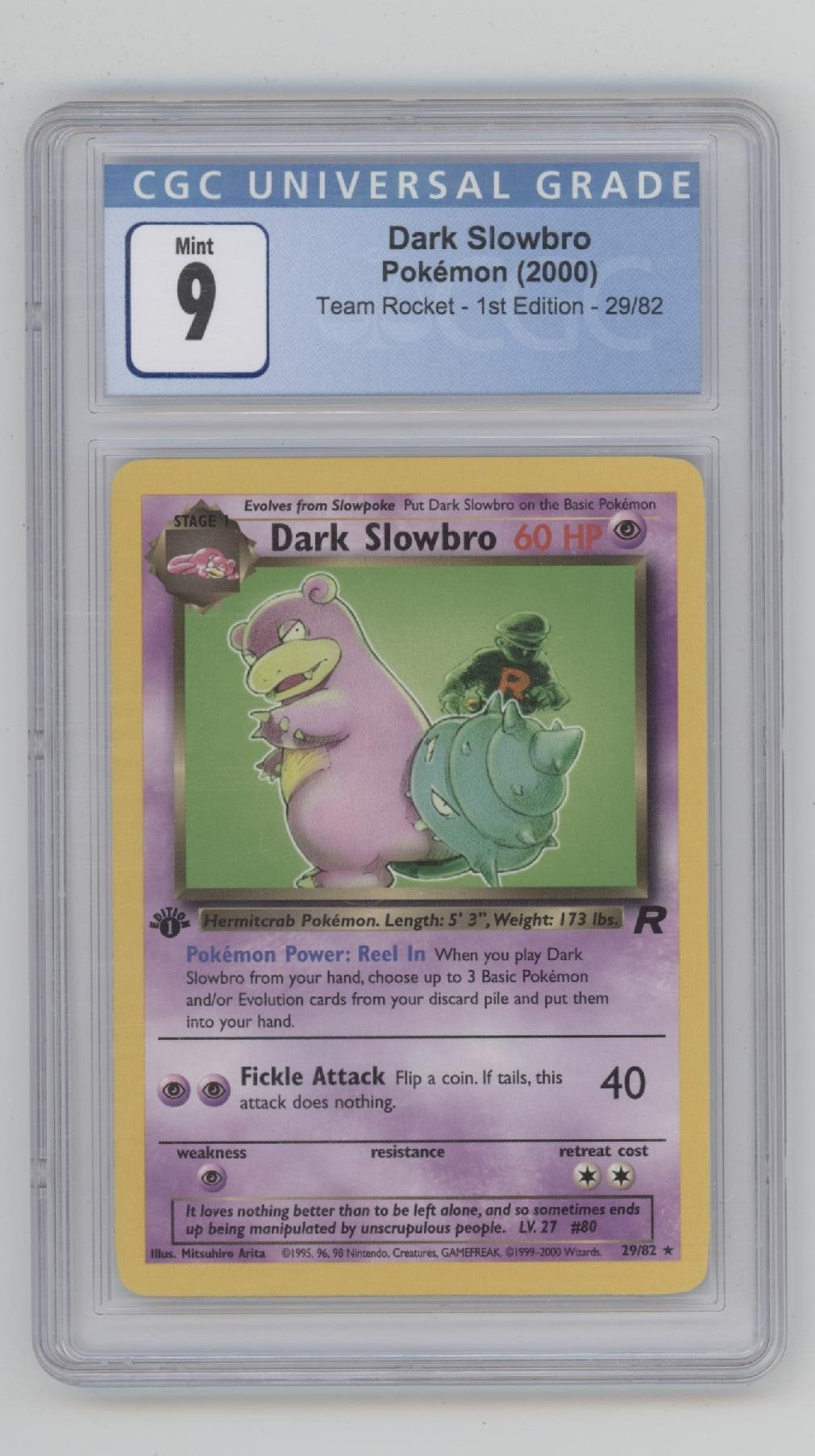 Dark Slowbro Pokemon Team Rocket 1st Edition #29 CGC 9