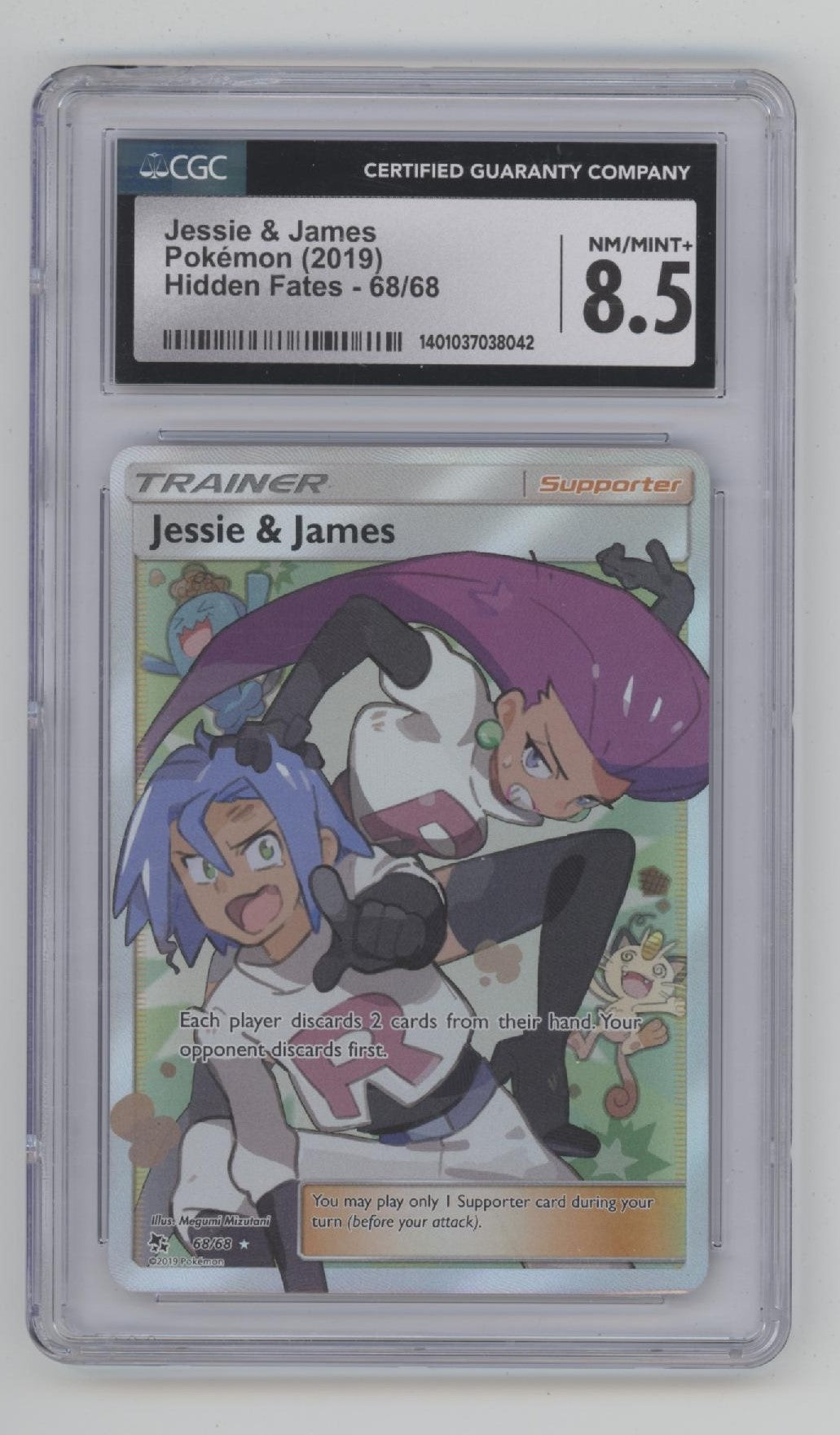 Jessie & James Pokemon Hidden Fates #68 CGC 8.5