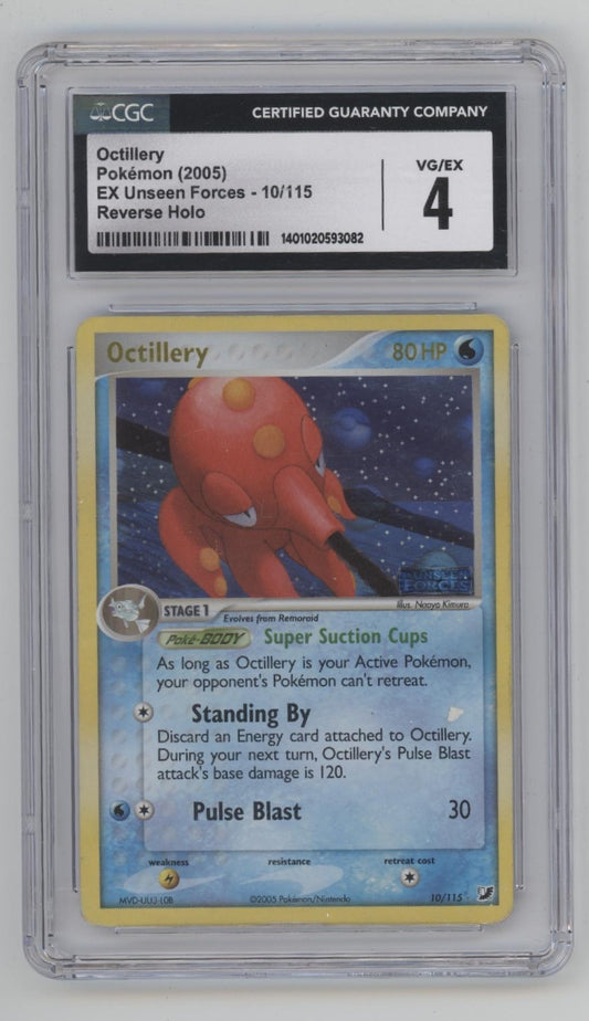 Octillery Pokemon EX Unseen Forces Reverse Holo #10 CGC 4
