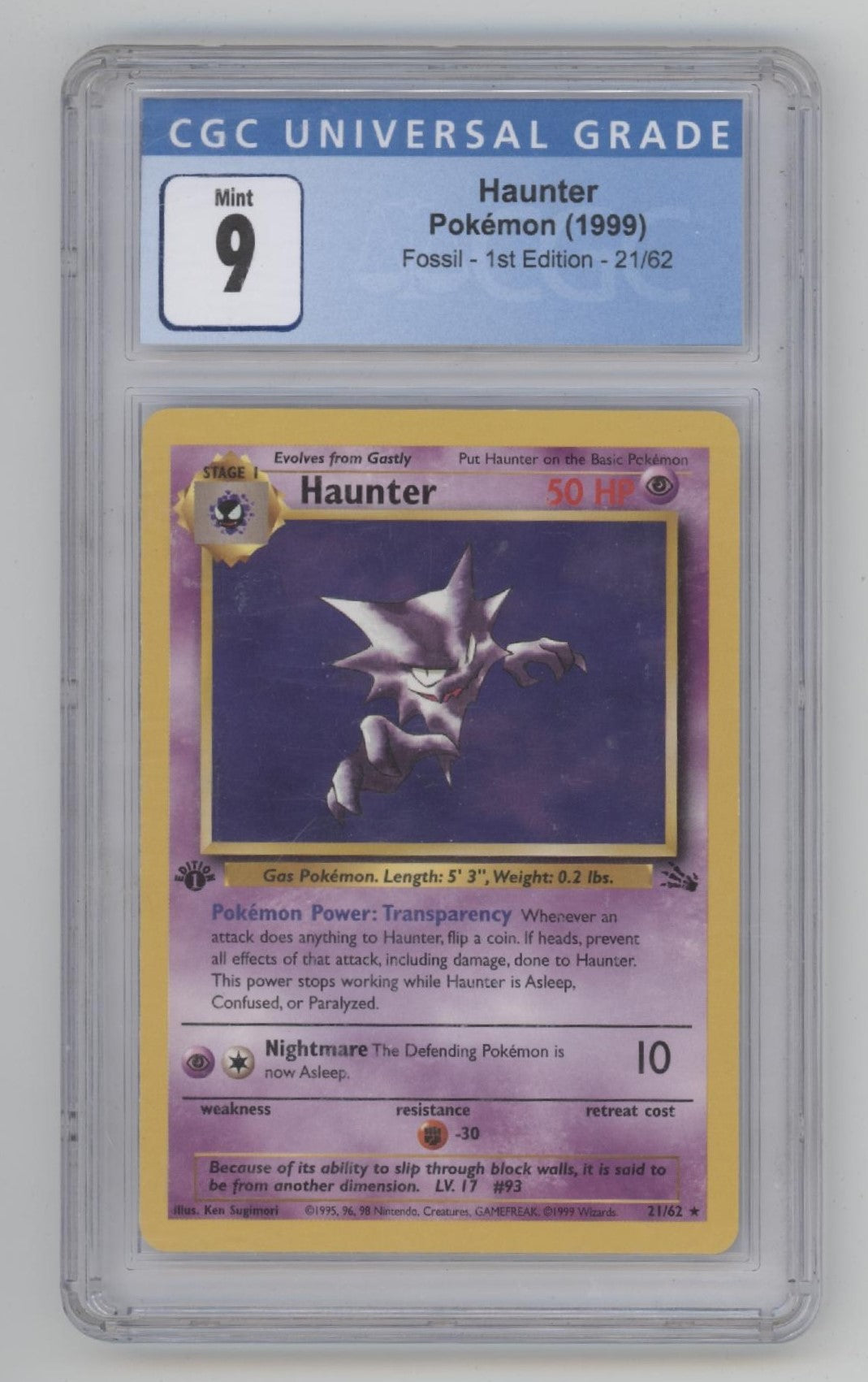 Haunter Pokemon Fossil 1st Edition #21 CGC 9