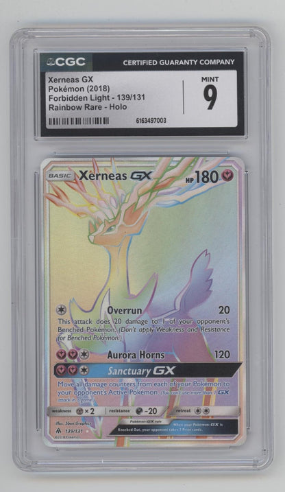 Xerneas GX Pokemon Forbidden Light Rainbow Rare Holo #139 CGC 9