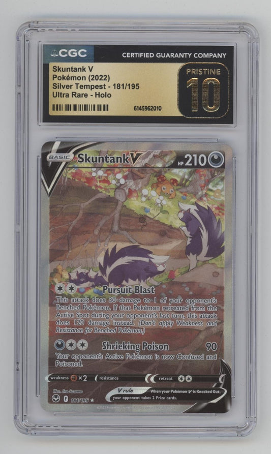 Skuntank V Pokemon Silver Tempest Ultra Rare Holo #181 CGC 10 Pristine