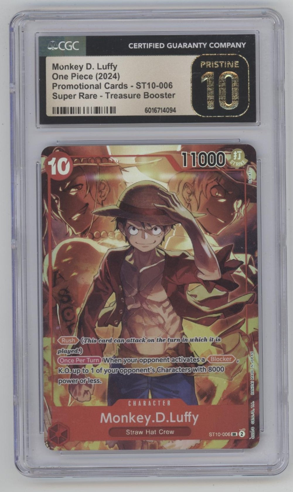 Monkey D Luffy One Piece Card Game Treasure Booster Super Rare CGC 10 Pristine