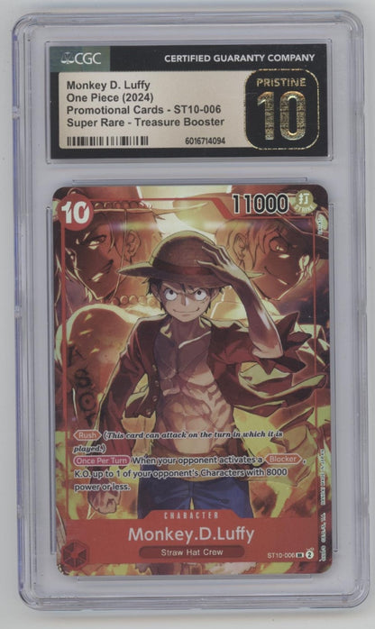 Monkey D Luffy One Piece Card Game Treasure Booster Super Rare CGC 10 Pristine