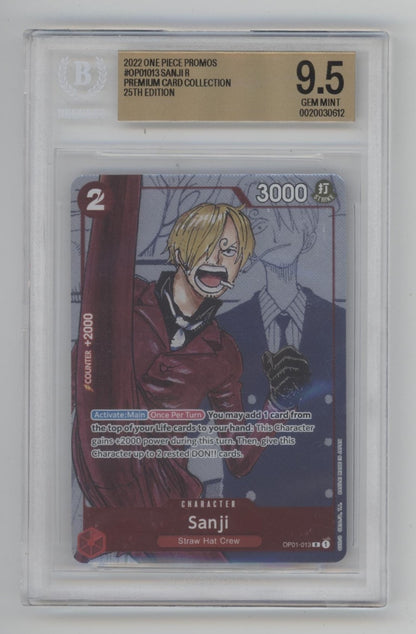 Sanji One Piece Card Game Premium Card Collection 25th Edition #013 Beckett 9.5