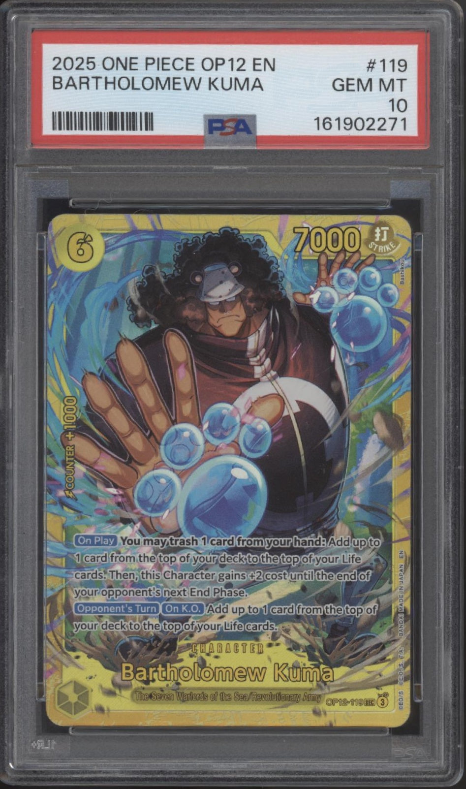 Bartholomew Kuma One Piece Card Game OP12 #119 PSA 10