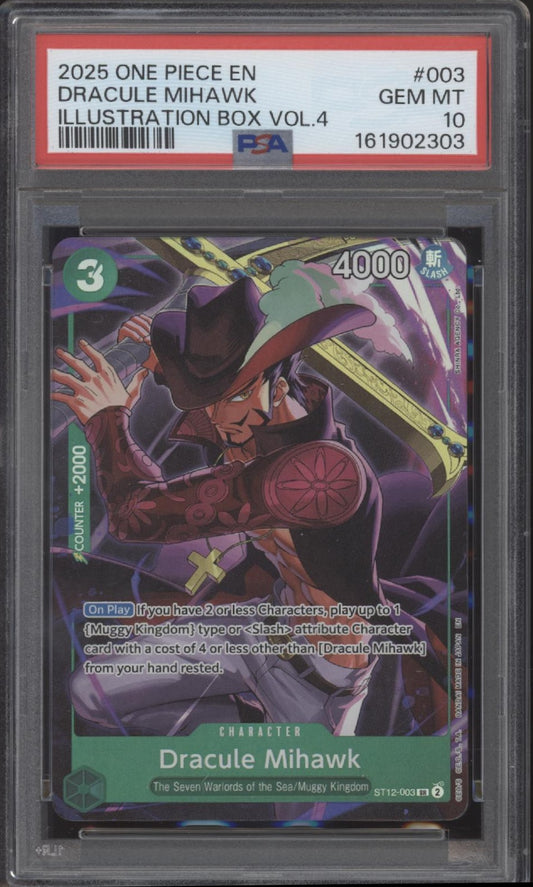 Dracule Mihawk One Piece Card Game Illustration Box Vol. 4 #003 PSA 10