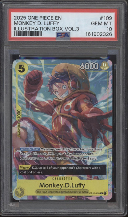 Monkey D Luffy One Piece Card Game Illustration Box Vol. 3 #109 PSA 10 #2