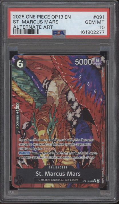 St. Marcus Mars One Piece Card Game OP13 Alternate Art #091 PSA 10 #1