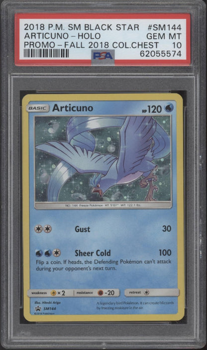 Articuno Pokemon Fall 2018 Collector Chest Holo Promo #SM144 PSA 10 #1