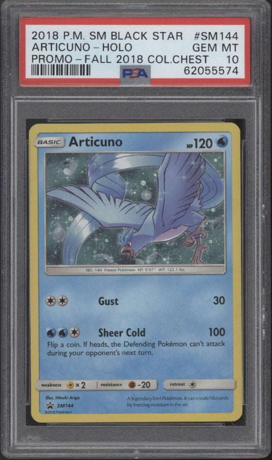 Articuno Pokemon Fall 2018 Collector Chest Holo Promo #SM144 PSA 10 #1