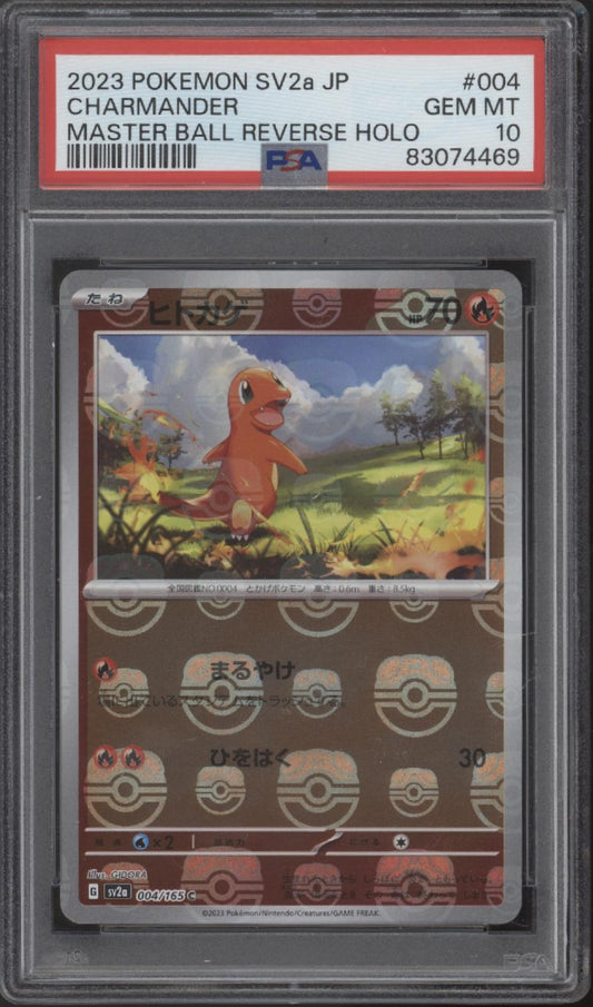 Charmander Pokemon 151 Master Ball Reverse Holo Japanese #004 PSA 10