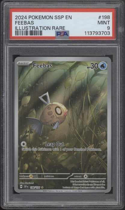 Feebas Pokemon Surging Sparks Illustration Rare #198 PSA 9