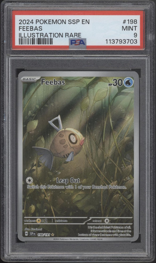 Feebas Pokemon Surging Sparks Illustration Rare #198 PSA 9