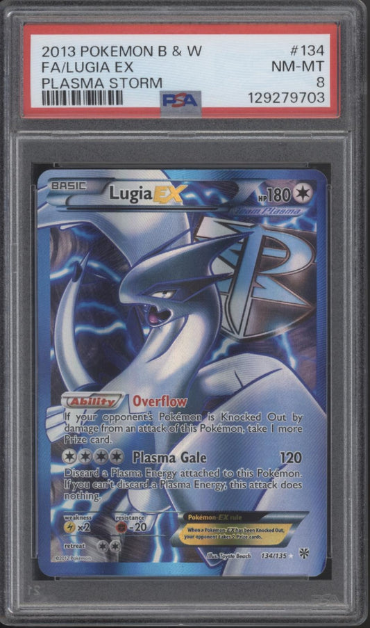 Lugia ex Pokemon Plasma Storm Full Art #134 PSA 8