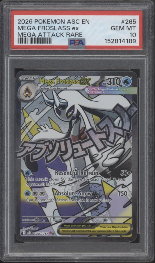 Mega Froslass ex Pokemon Ascended Heroes Mega Attack Rare #265 PSA 10