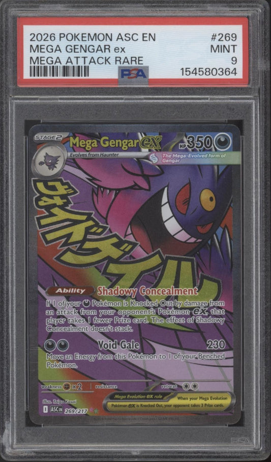 Mega Gengar ex Pokemon Ascended Heroes Mega Attack Rare #269 PSA 9